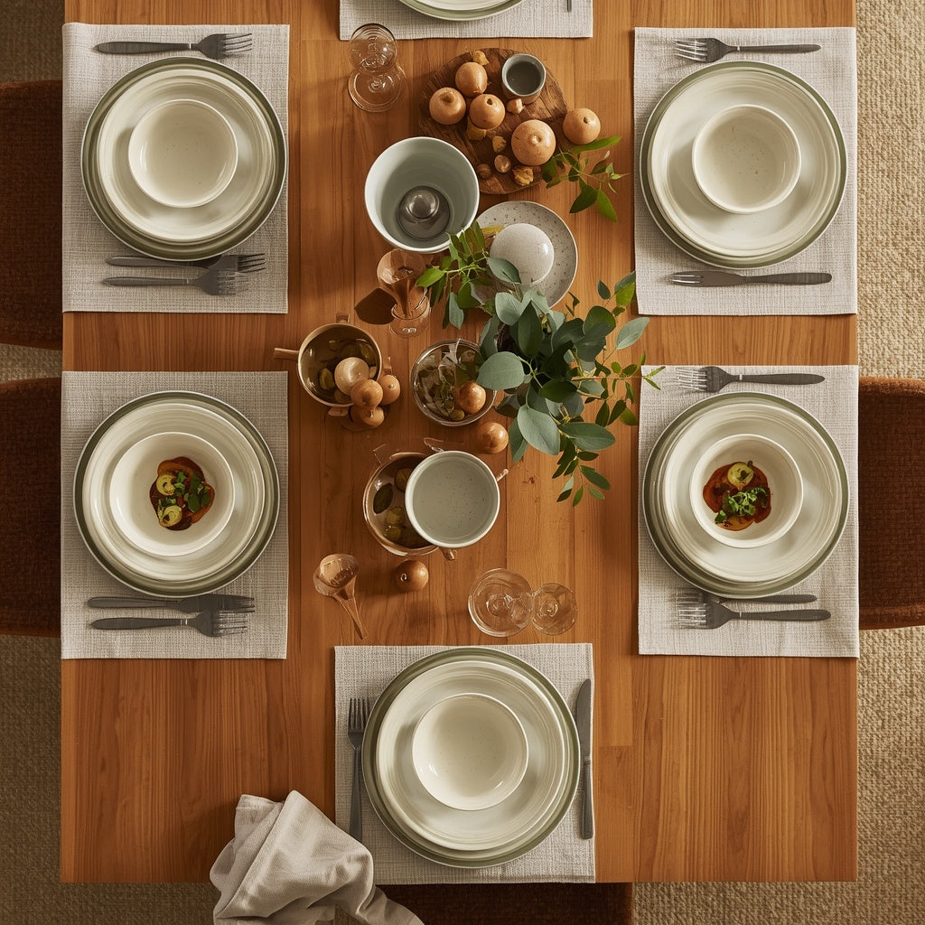 Tablevoro Tablevoro 16-Piece Stoneware Dinnerware Set for 4, Ivory & Sage Green - product image 3