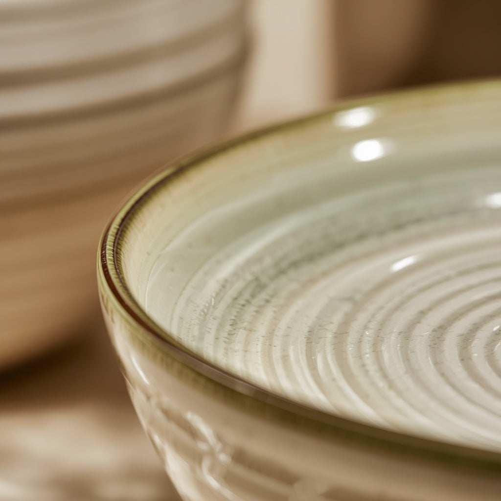 Tablevoro Tablevoro 16-Piece Stoneware Dinnerware Set for 4, Ivory & Sage Green - product image 4