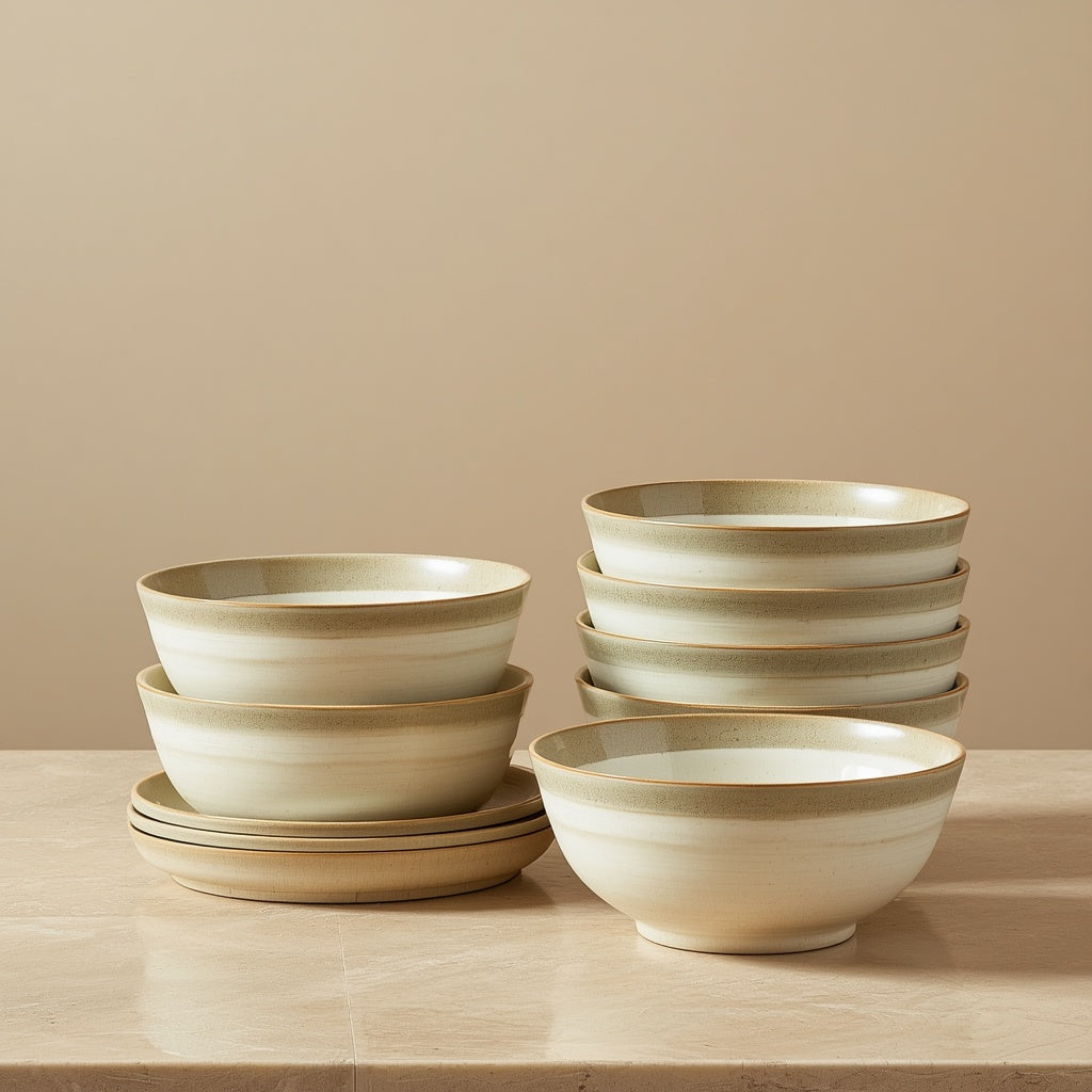 Tablevoro Tablevoro 6-Piece Ceramic Pasta & Soup Bowl Set, Ivory Speckled - product image 1