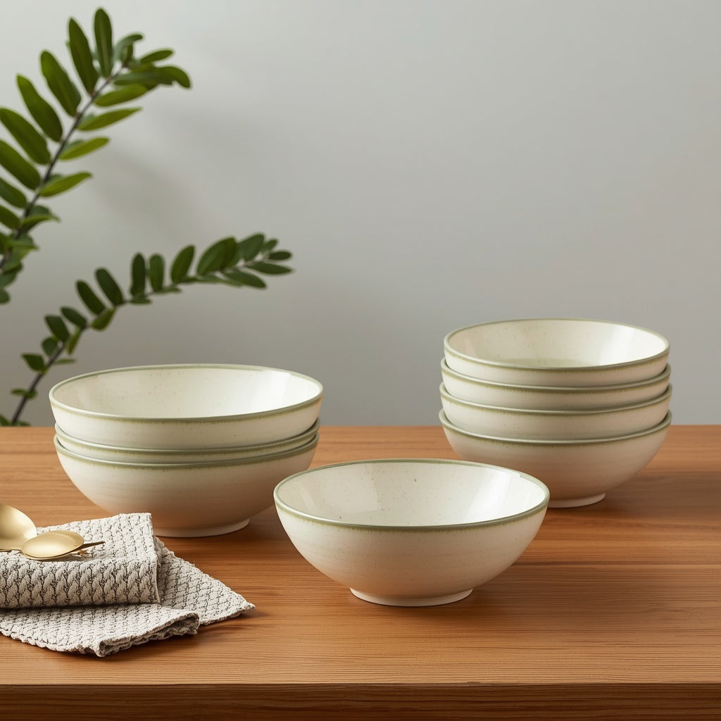 Tablevoro Tablevoro 6-Piece Ceramic Pasta & Soup Bowl Set, Ivory Speckled - product image 2