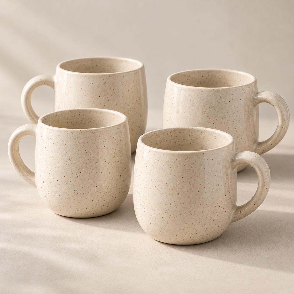 Tablevoro Tablevoro 4-Piece Speckled Ceramic Mug Set, Ivory - product image 1