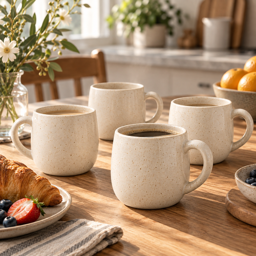 Tablevoro Tablevoro 4-Piece Speckled Ceramic Mug Set, Ivory - product image 2