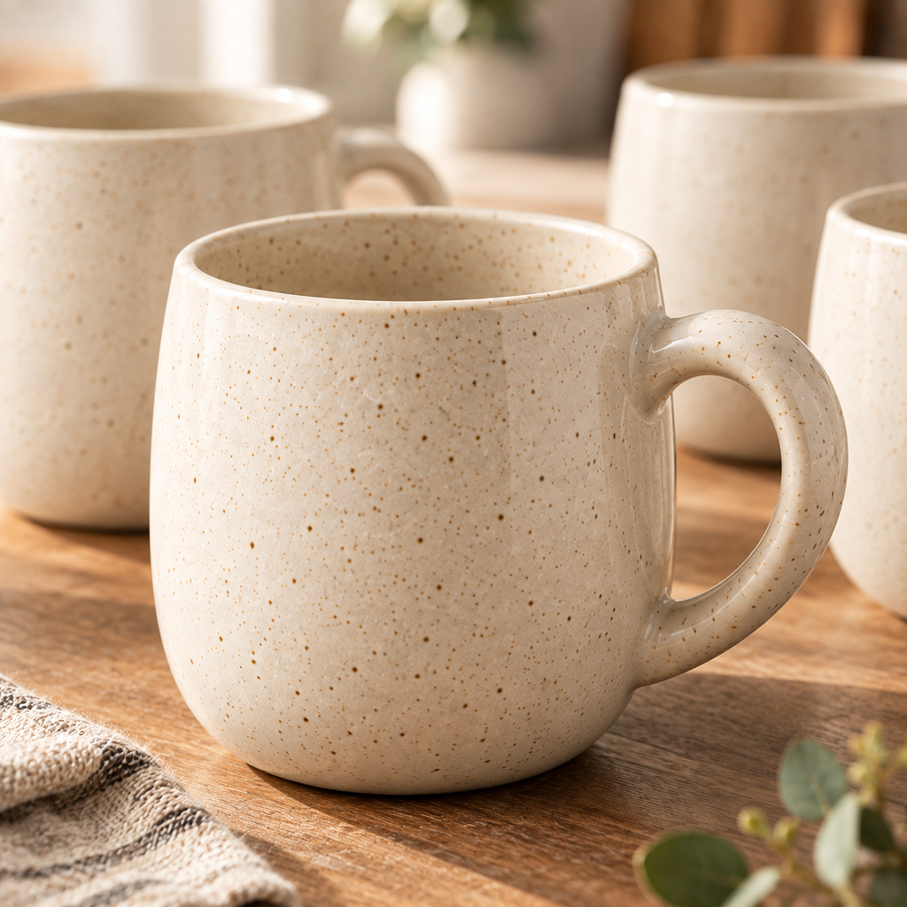 Tablevoro Tablevoro 4-Piece Speckled Ceramic Mug Set, Ivory - product image 3