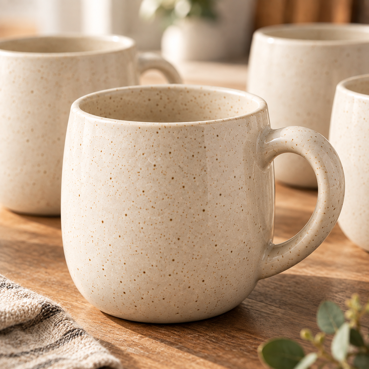 Tablevoro Tablevoro 4-Piece Speckled Ceramic Mug Set, Ivory - product image 3