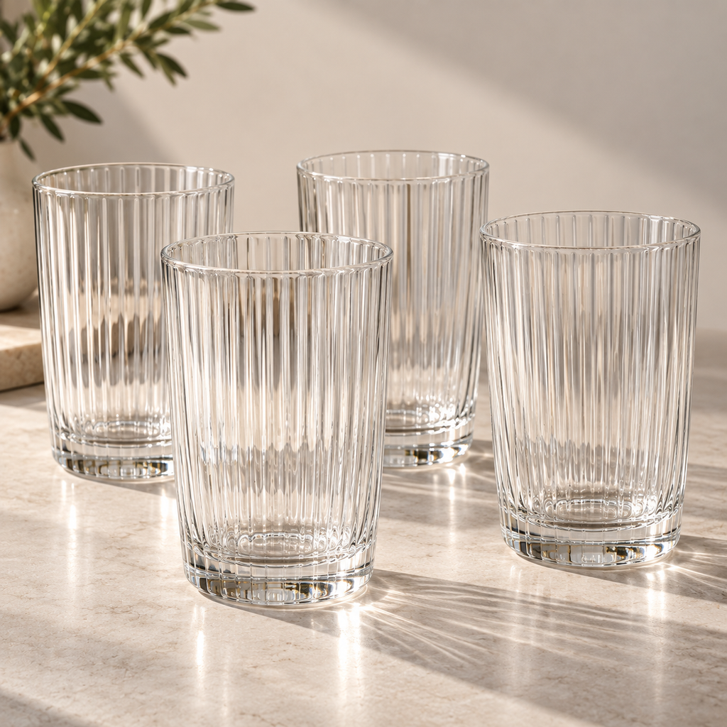 Tablevoro Tablevoro 4-Piece Textured Glass Tumbler Set, Clear - product image 1