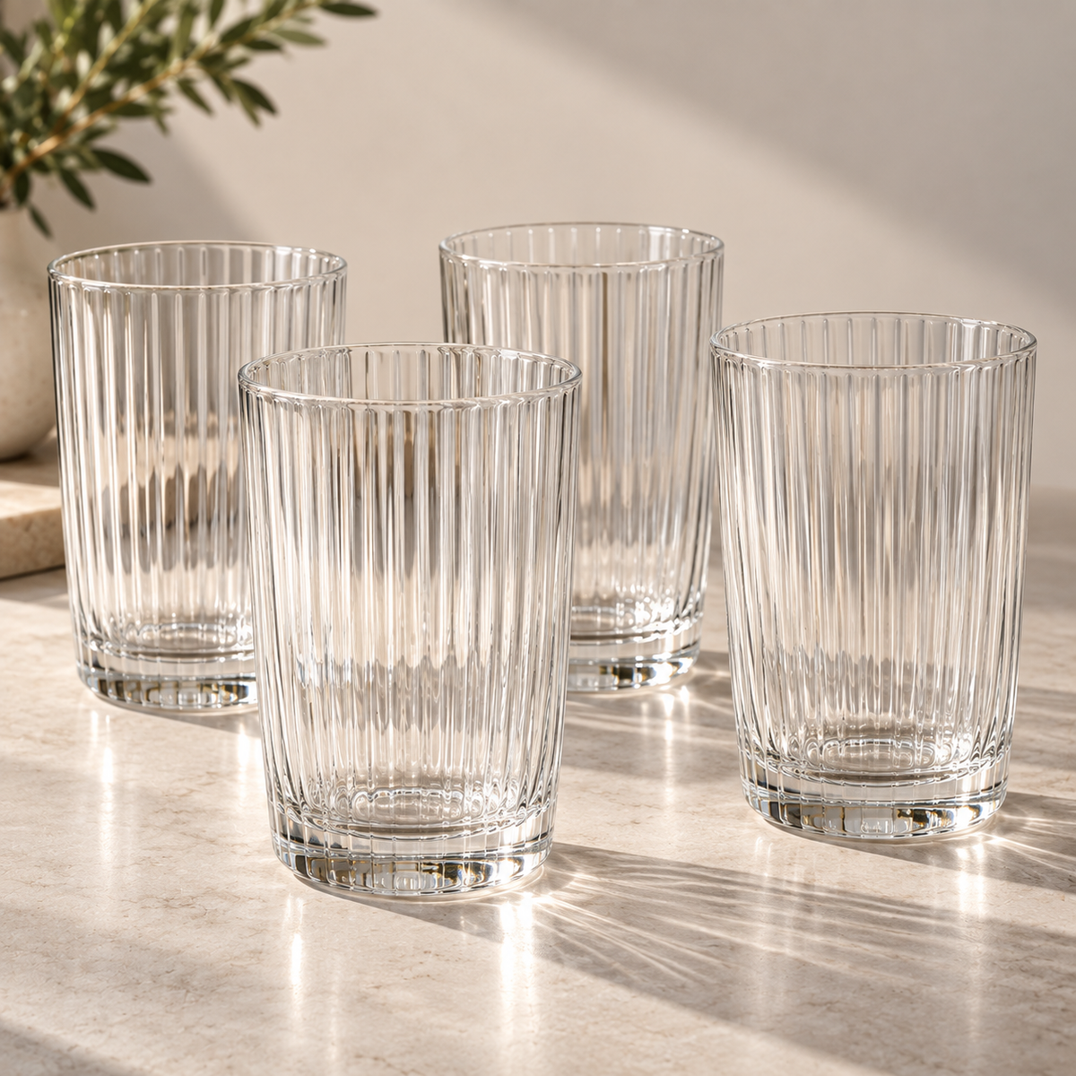 Tablevoro Tablevoro 4-Piece Textured Glass Tumbler Set, Clear - product image 1