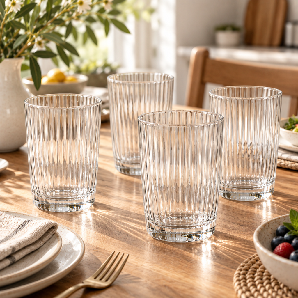 Tablevoro Tablevoro 4-Piece Textured Glass Tumbler Set, Clear - product image 2