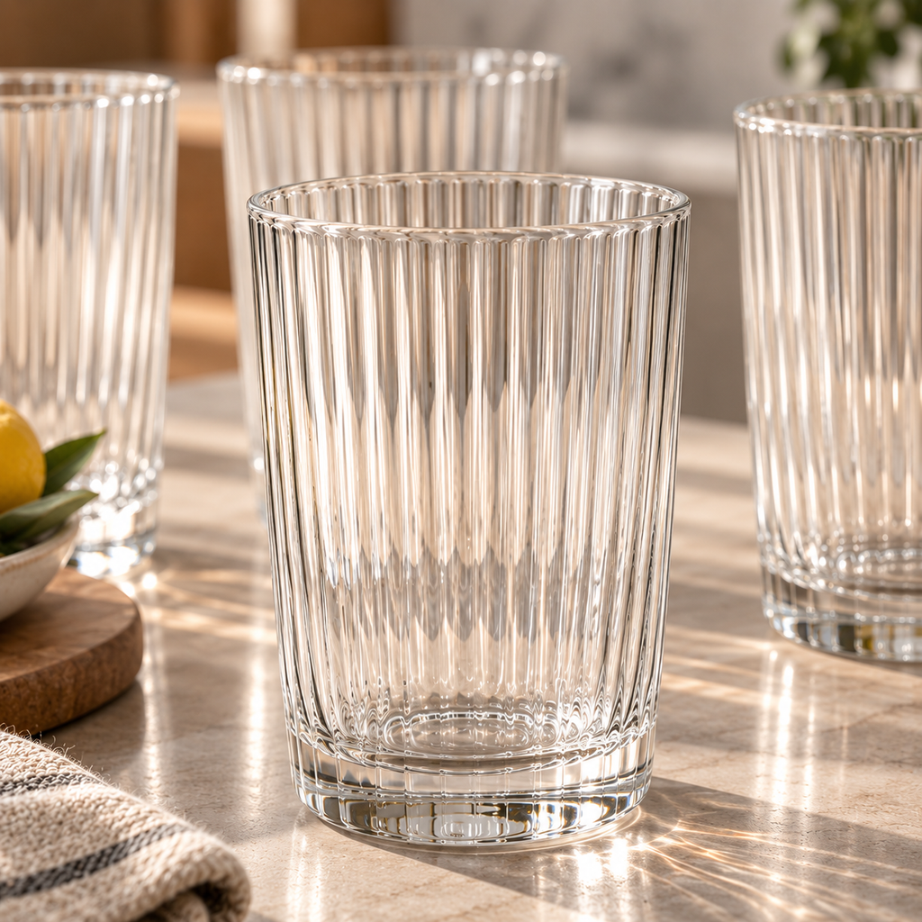 Tablevoro Tablevoro 4-Piece Textured Glass Tumbler Set, Clear - product image 3