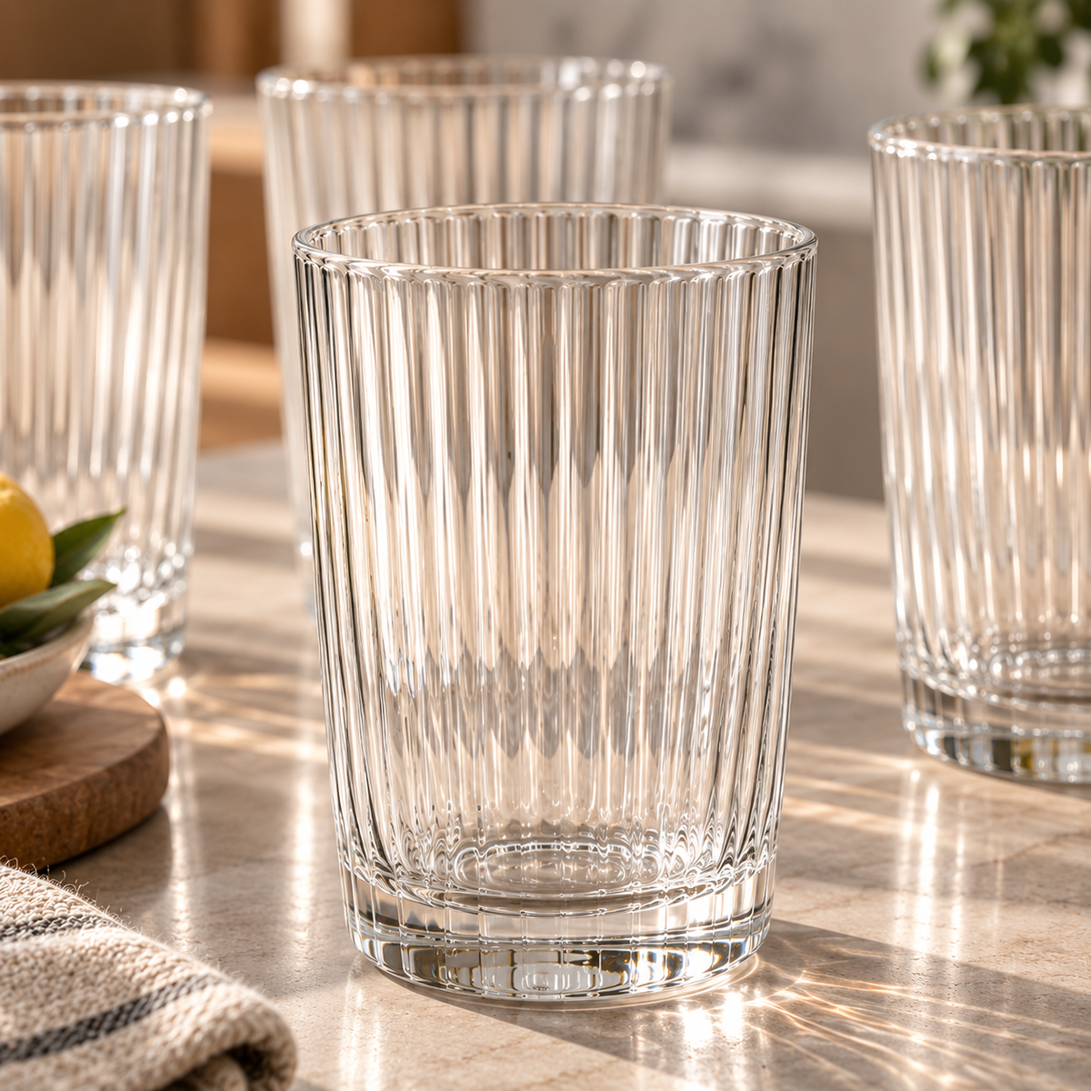 Tablevoro Tablevoro 4-Piece Textured Glass Tumbler Set, Clear - product image 3