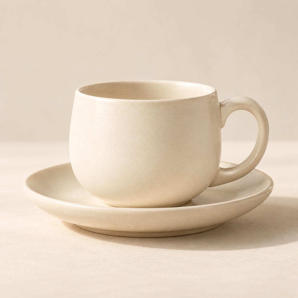 Tablevoro Tablevoro 2-Piece Ceramic Coffee Cup & Saucer Set, Ivory - product image 1