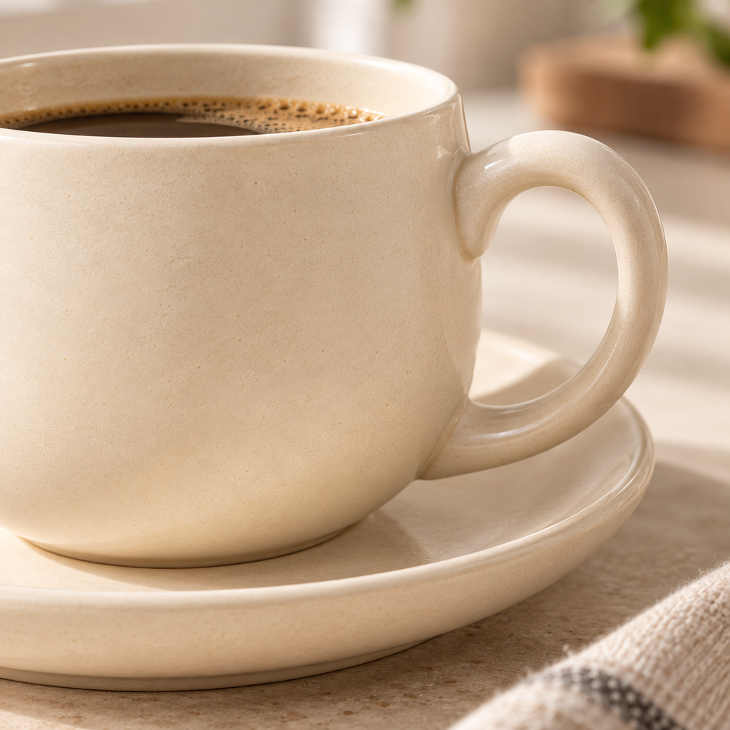 Tablevoro Tablevoro 2-Piece Ceramic Coffee Cup & Saucer Set, Ivory - product image 3